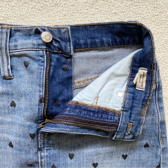 Madewell Stretch Denim Straight Skirt: Heart Print Edition Size 25 - Picture 8 of 17